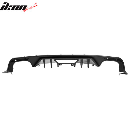 IKON MOTORSPORTS Rear Bumper Lip, Compatible with 2015-2017 Ford Mustang GT V6 Convertible Coupe 2DR, Rock Style PP Shark Fin Rear Lower Spoiler Air Dam Chin Valance Splitter 4PCS