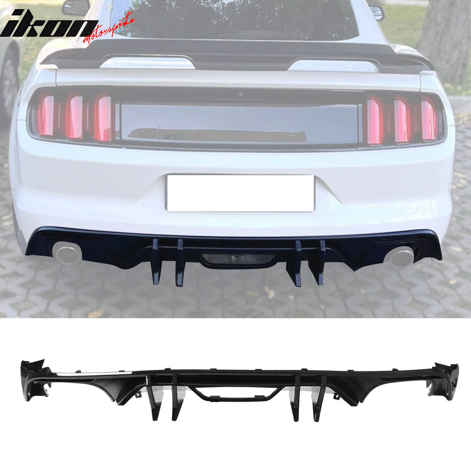 2015-2017 Ford Mustang Speed Style Rear Diffuser Bumper Gloss Black PP