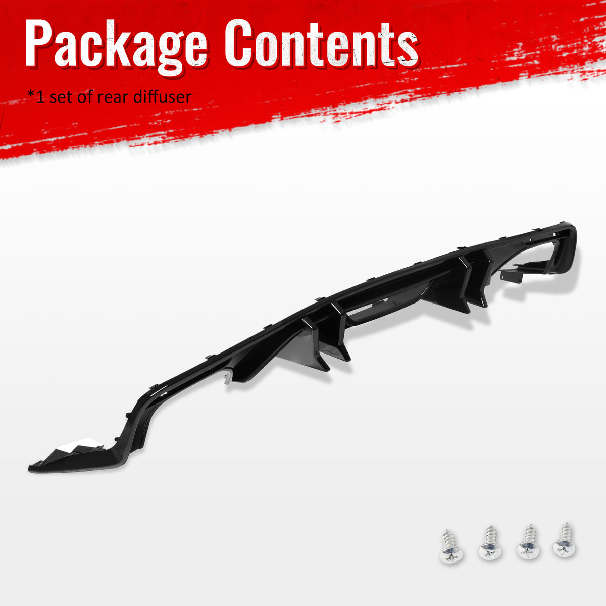 Fits 15-17 Ford Mustang Speed Style Rear Bumper Lip Diffuser PP 4PCS Gloss Black