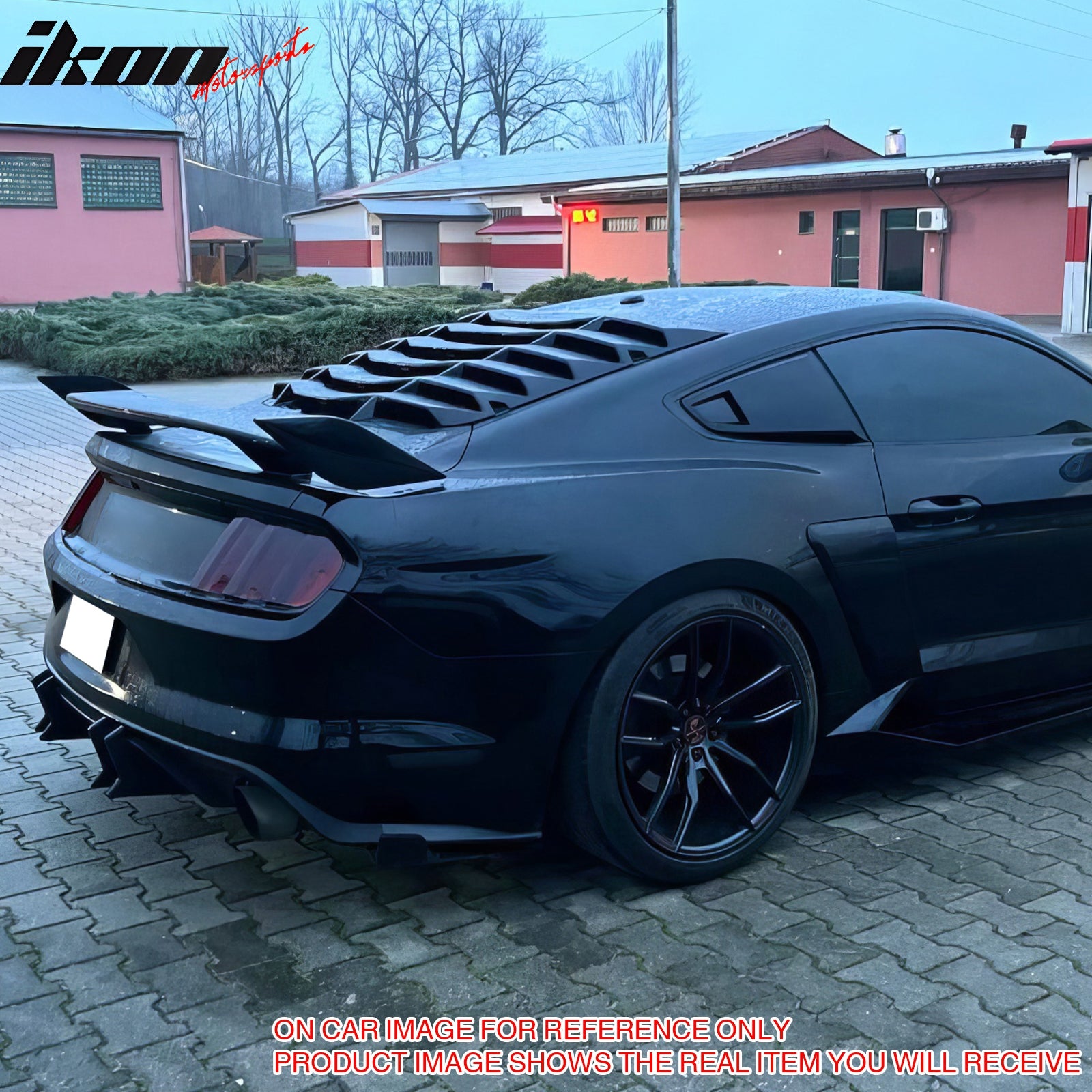 Fits 15-17 Ford Mustang Speed Style Rear Bumper Lip Diffuser PP 4PCS Gloss Black