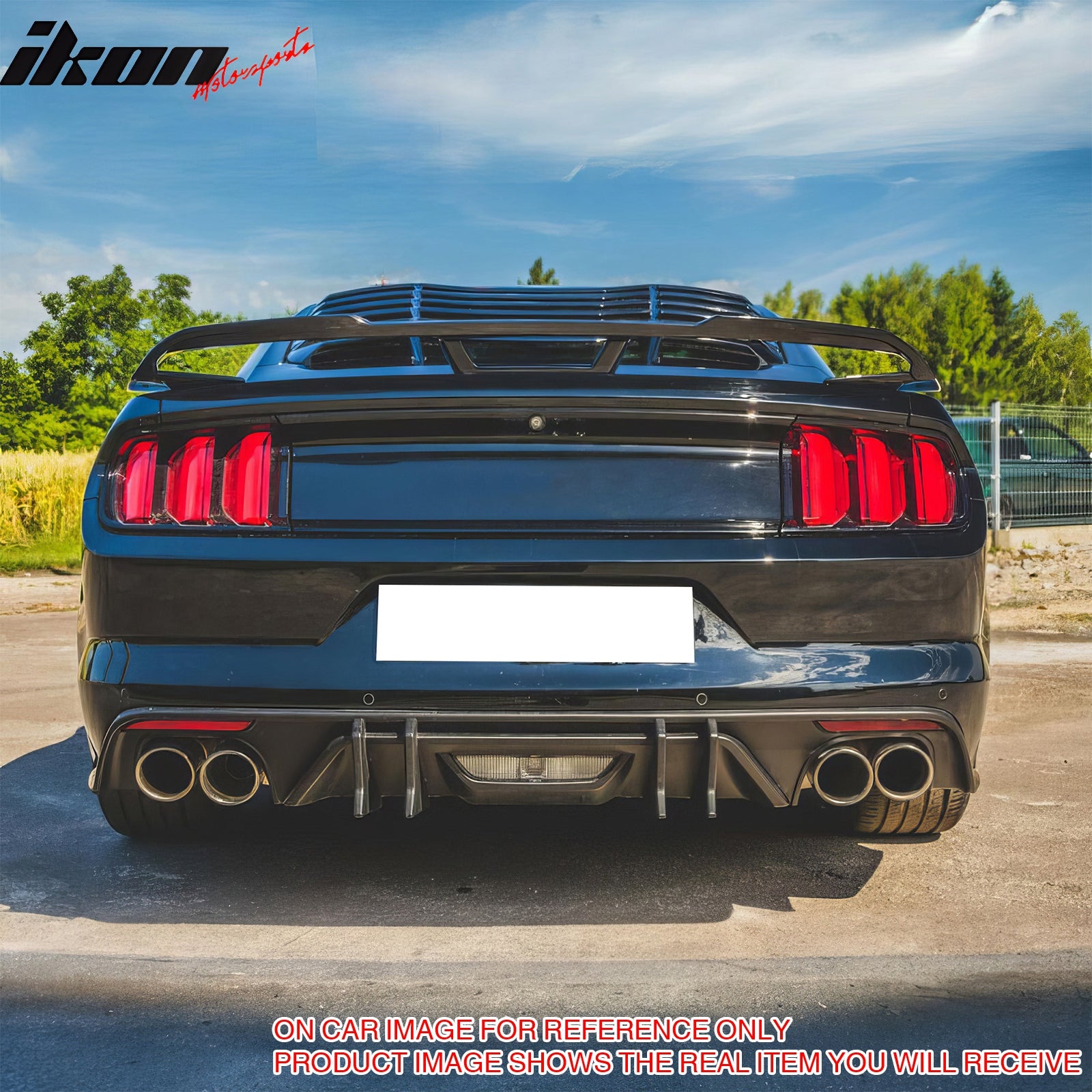 Fits 15-17 Ford Mustang Speed Style Rear Bumper Lip Diffuser PP 4PCS Gloss Black