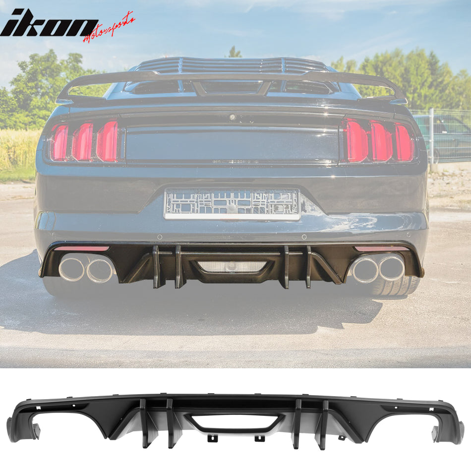 2015-2017 Ford Mustang Speed Style Rear Diffuser Bumper Matte Black PP