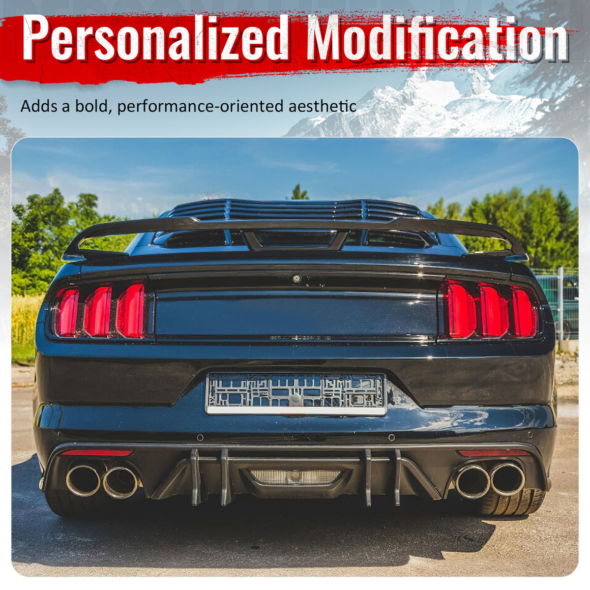 Fits 15-17 Ford Mustang Speed Style Rear Bumper Lip Diffuser PP 4PCS Matte Black