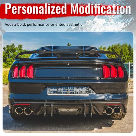 Fits 15-17 Ford Mustang Speed Style Rear Bumper Lip Diffuser PP 4PCS Matte Black