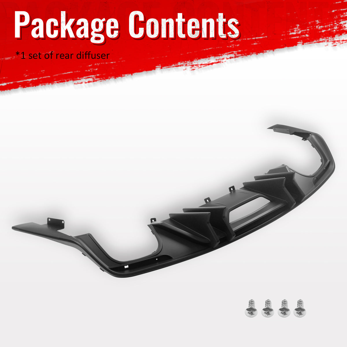 Fits 15-17 Ford Mustang Speed Style Rear Bumper Lip Diffuser PP 4PCS Matte Black