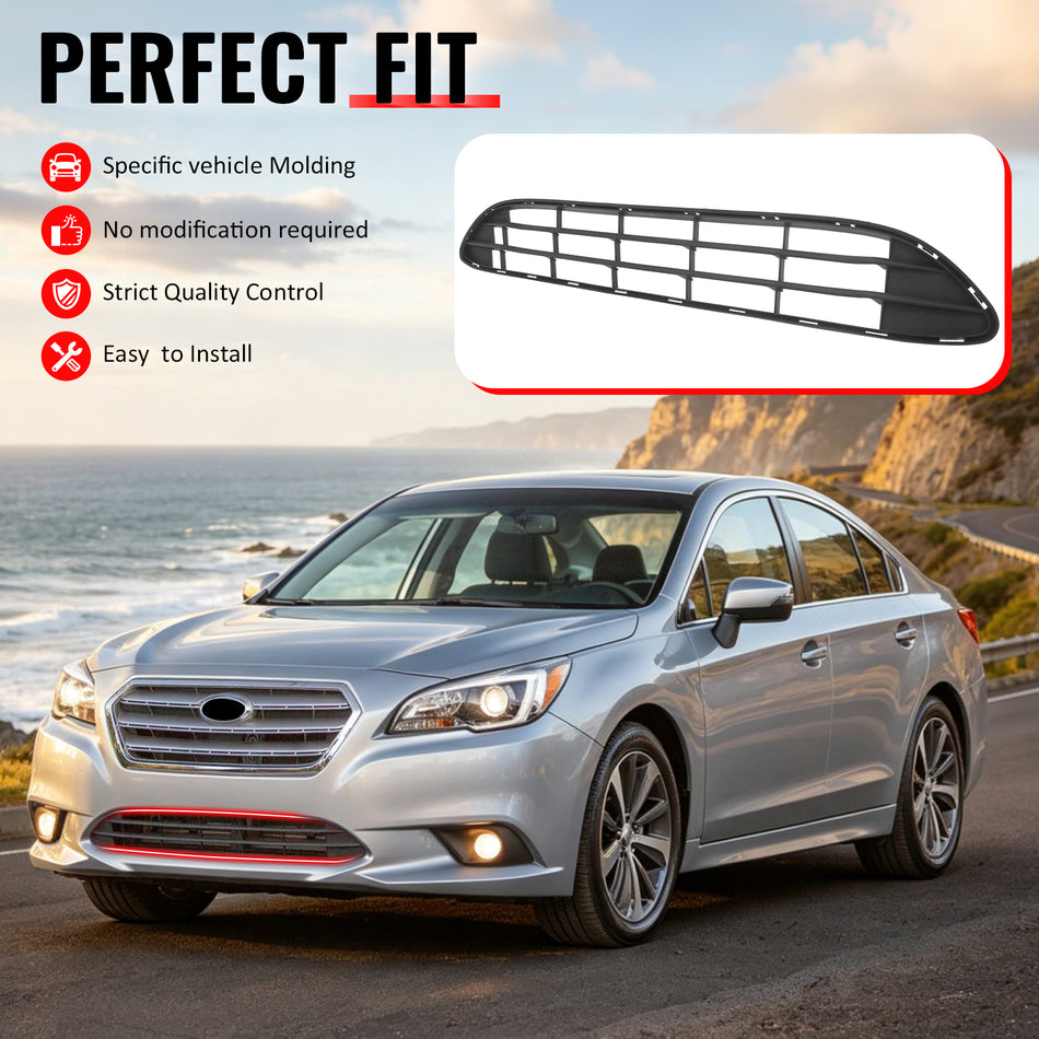 IKON MOTORSPORTS Front Lower Grille, Compatible with 2015-2017 Subaru Legacy, OE Style Unpainted Black ABS Plastic Replacement Front Bumper Hood Grill