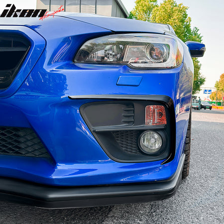 IKON MOTORSPORTS, Front Canards Replacement Compatible With 2015-2017 Subaru WRX & WRX STI Only, IKON Style Gloss Black ABS Plastic Front Bumper Side Canards Dive Planes Fin 2PCS