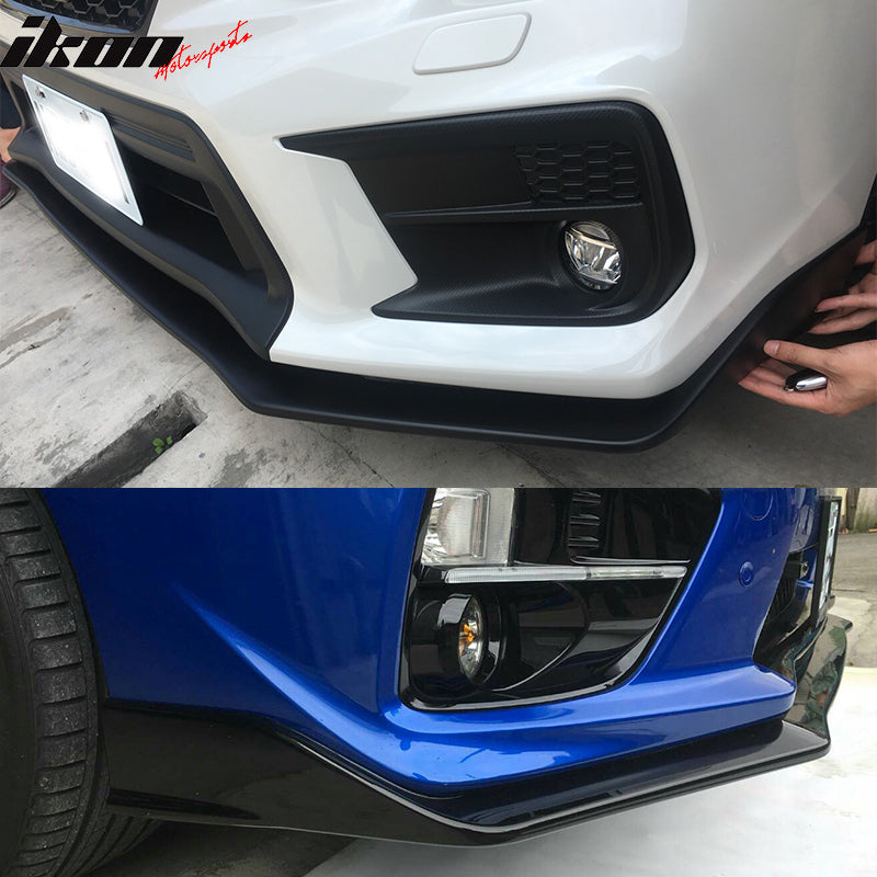 Front Bumper Lip Compatible With 2015-2021 Subaru WRX STI, S207 Style Black PU Front Lip Finisher Under Chin Spoiler Add On by IKON MOTORSPORTS, 2016