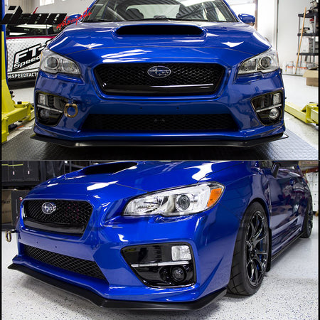 Front Bumper Lip Compatible With 2015-2021 Subaru WRX STI, HD Style Black PU Front Lip Finisher Under Chin Spoiler Add On by IKON MOTORSPORTS 2016