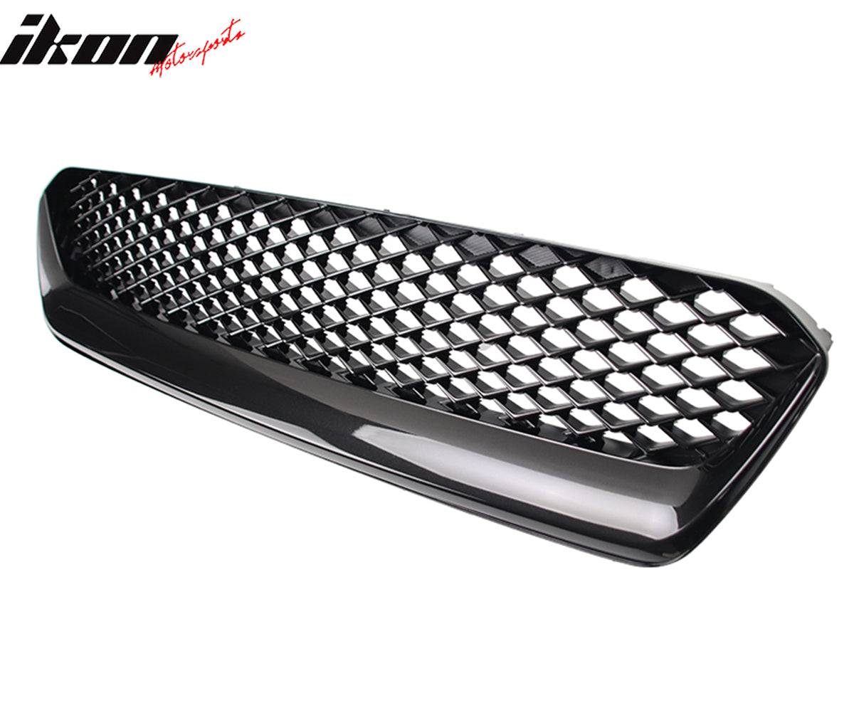 Fits 15-17 Subaru WRX STI JDM Style Front Bumper Upper Grille Gloss Black ABS
