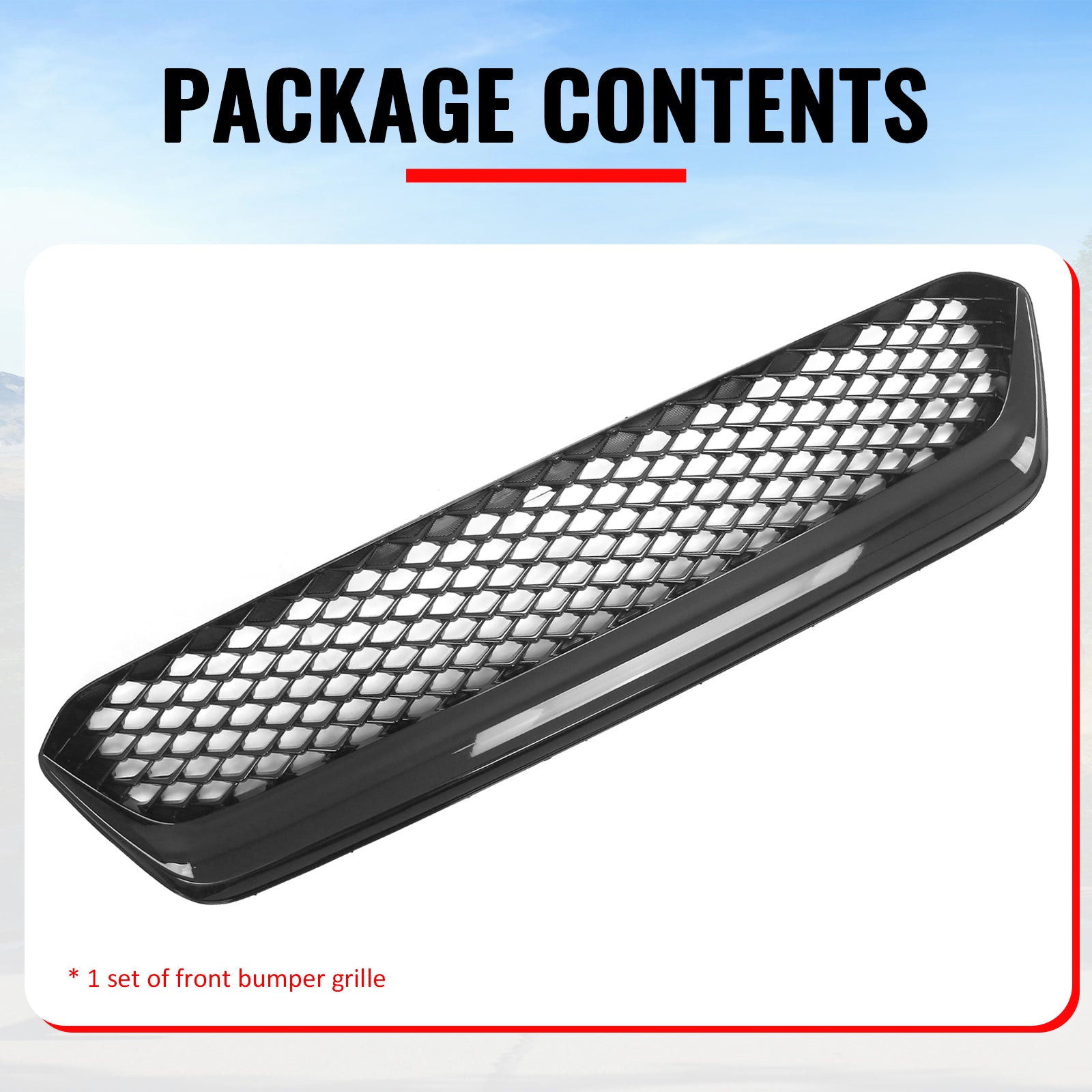 Fits 15-17 Subaru WRX STI JDM Style Front Bumper Upper Grille Gloss Black ABS