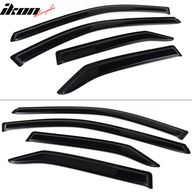 IKON MOTORSPORTS Tape on External Window Visor Deflector, Compatible With 2015-2017 Toyota Camry Sedan Only, Slim Tinted Acrylic Resistant Shield Cover Wind Sun Rain Guard