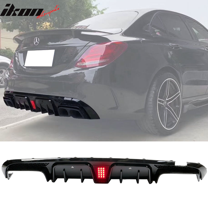 2015-2018 Benz W205 C-Class C63 AMG Gloss Black Rear Diffuser