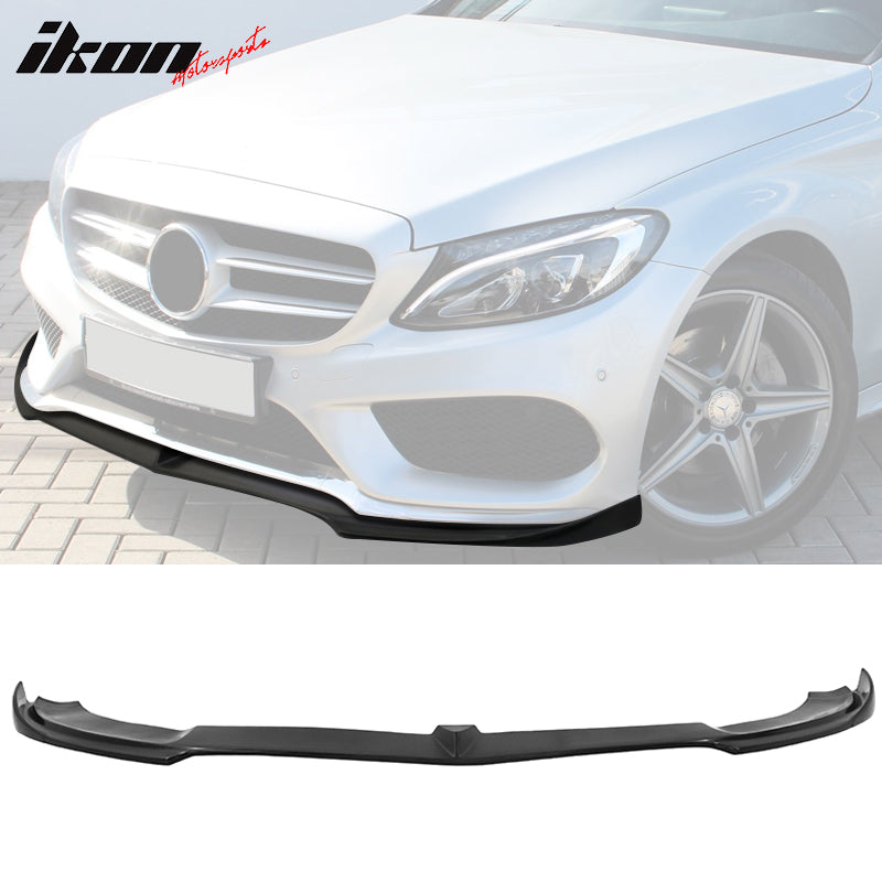 2015-2018 Benz W205 Sport DP Style Unpainted Black Front Bumper Lip PU