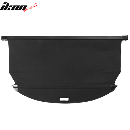 IKON MOTORSPORTS, Cargo Cover Compatible With 2015-2018 Hyundai Santa Fe Sport & Santa Fe w/ Sport Look, Unpainted Black Vinly+Aluminum Rod Rear Tonneau Security Cover Retractable