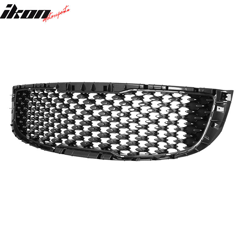 IKON MOTORSPORTS Front Upper Grille, Compatible with 2015-2018 Kia Sedona EX L LX SX, OE Style Silver Black ABS Replacement Front Bumper Hood Grill
