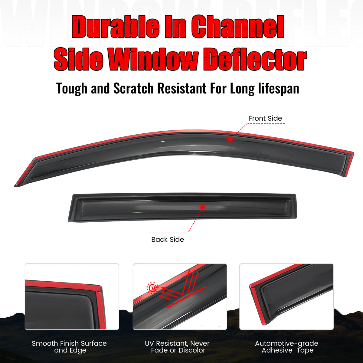 Fits 15-19 Subaru Outback Window Visors In-Channel Sun Rain Guard Side Deflector