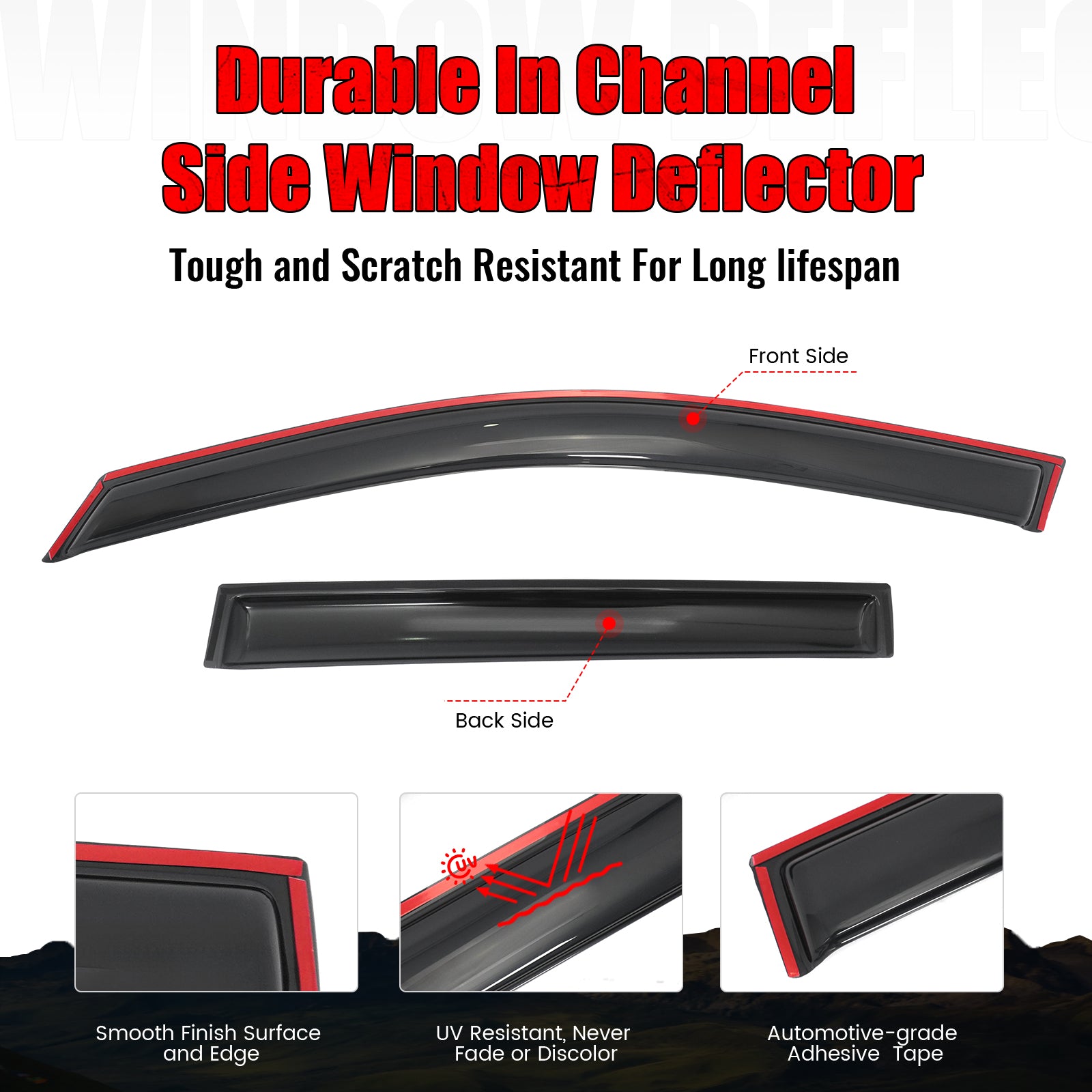 Fits 15-19 Subaru Outback Window Visors In-Channel Sun Rain Guard Side Deflector