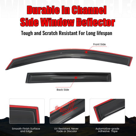 Fits 15-19 Subaru Outback Window Visors In-Channel Sun Rain Guard Side Deflector