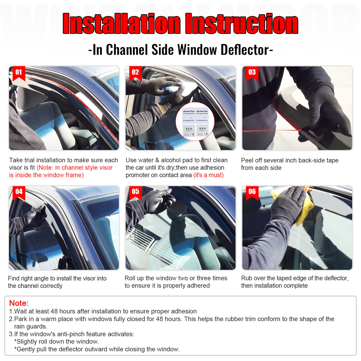 Fits 15-19 Subaru Outback Window Visors In-Channel Sun Rain Guard Side Deflector