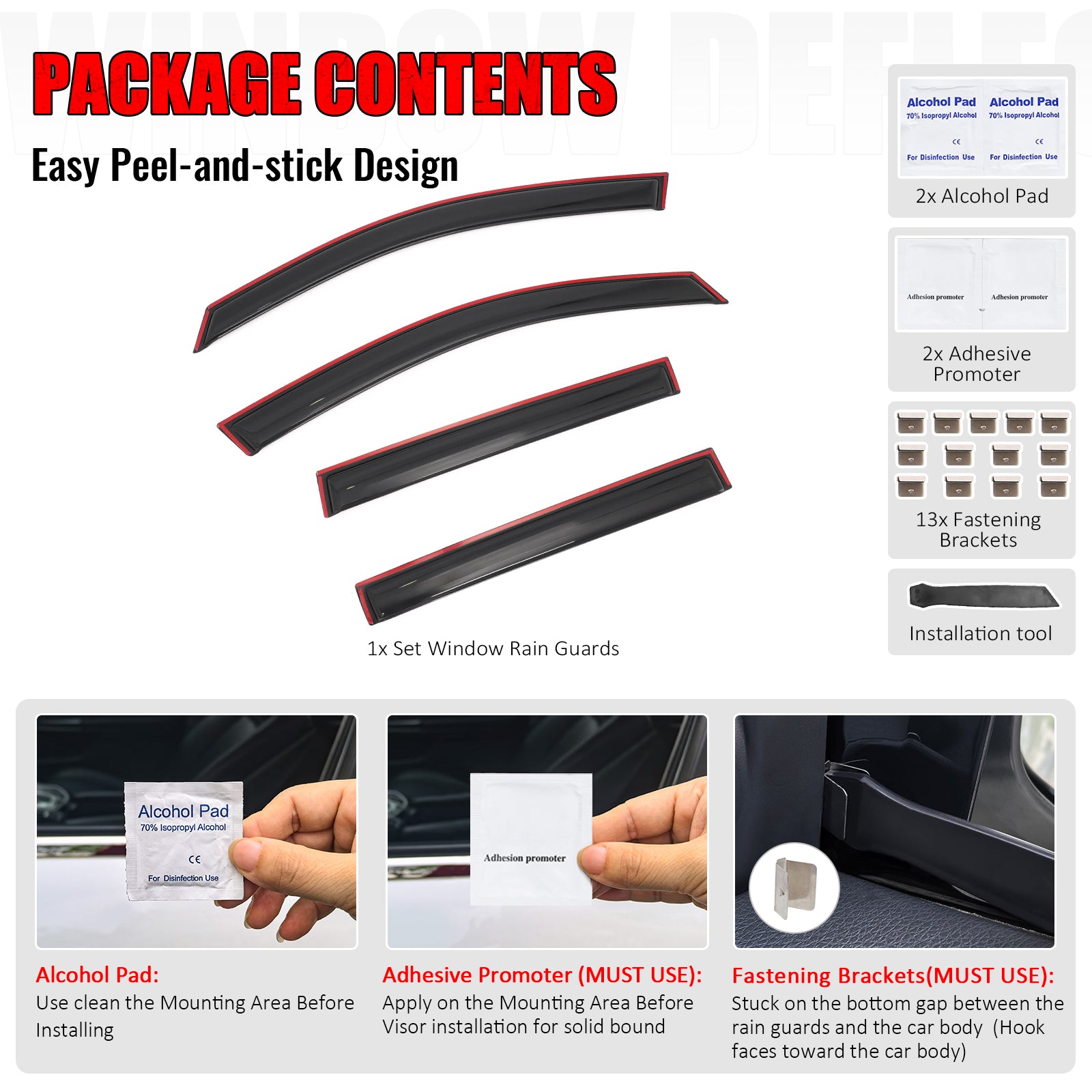 Fits 15-19 Subaru Outback Window Visors In-Channel Sun Rain Guard Side Deflector