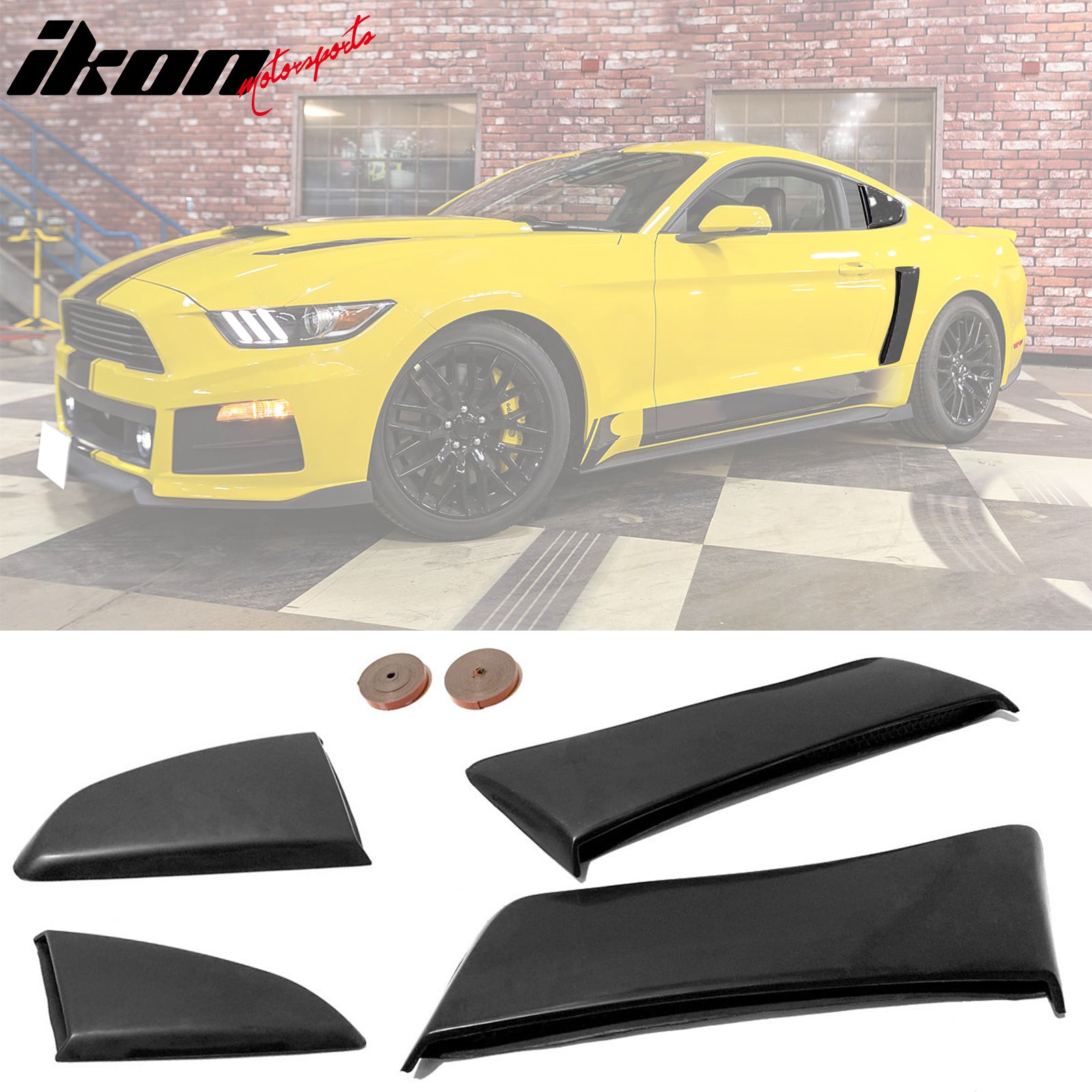 Fits 15-19 Ford Mustang Quarter Window Louvers Panel Side Scoops