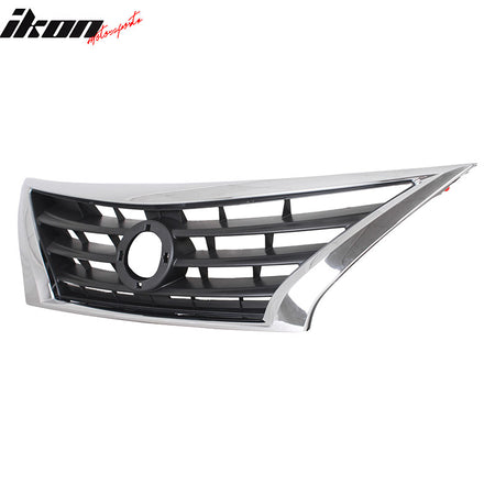 IKON MOTORSPORTS Front Upper Grille, Compatible with 2015-2019 Nissan Versa, OE Style Black Silver ABS Replacement Front Bumper Hood Grill