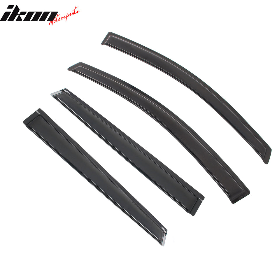 IKON MOTORSPORTS Tape on Window Visors Compatible with 2015-2019 Subaru Outback, Acrylic Smoke/Tinted Rain Guards, Side Window Wind Deflectors 4PCS