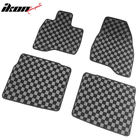 Fits 15-19 Ford Explorer Floor Mats Non-Slip Carpets Checkered Black Gray Plaid
