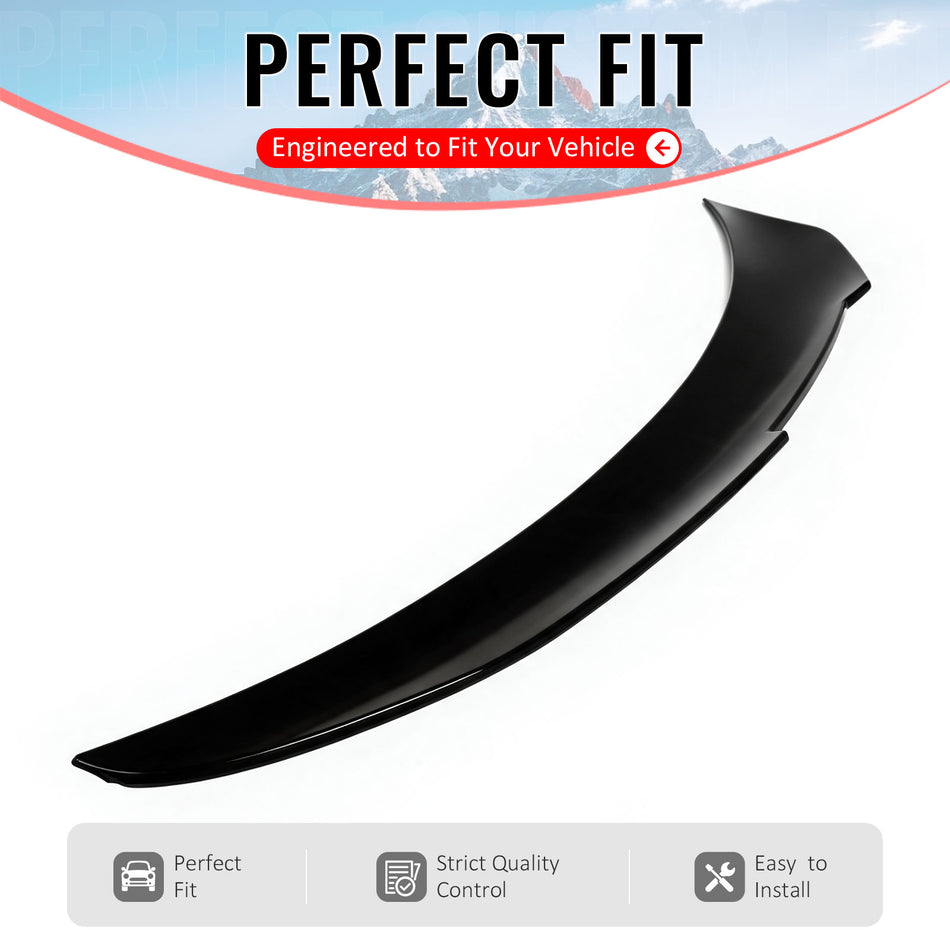 IKON MOTORSPORTS, Trunk Spoiler Compatible with 2015-2020 BMW F36 4 Series Gran Coupe Only, PSM Style Gloss Black ABS Plastic Add-on Duckbill Rear Trunk Lid Spoiler Wing Lip 1Piece