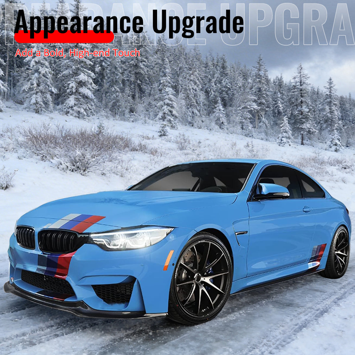For 15-20 F80 M3 F82 M4 CS Style Front Bumper Lip Spoiler Carbon Fiber Print ABS