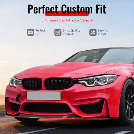 IKON MOTORSPORTS Front Bumper Lip, Compatible with 2015-2020 BMW F80 M3 F83 F82 M4, CS Style Gloss Black ABS Plastic Add-on Air Dam Chin Spoiler Protector Splitter 2PCS