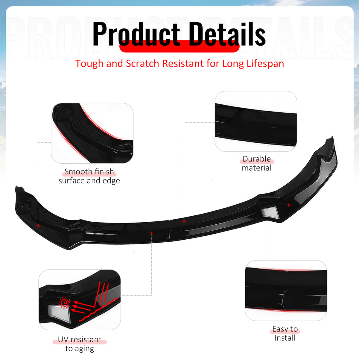 Fits 15-20 BMW F80 M3 F82 M4 CS Style Front Bumper Lip Spoiler Gloss Black ABS