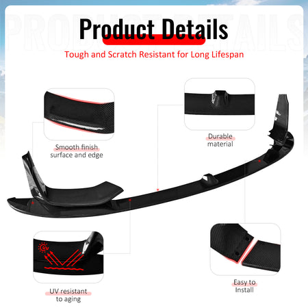 For 15-20 F80 M3 F82 M4 MP Style Front Bumper Lip Spoiler Carbon Fiber Print ABS
