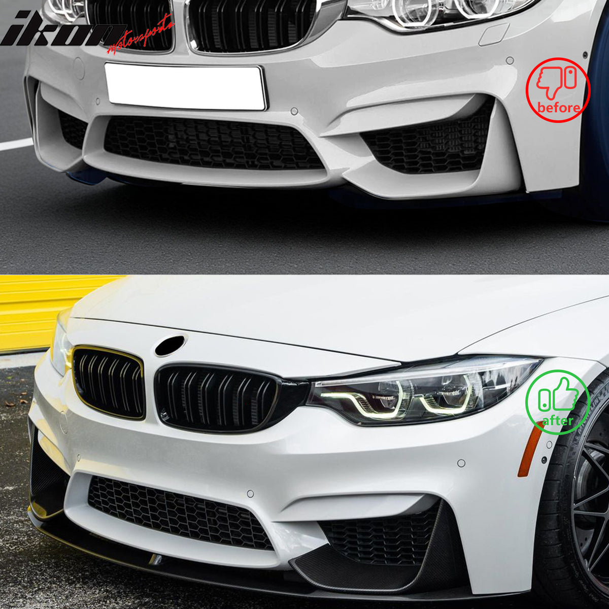 For 15-20 F80 M3 F82 M4 MP Style Front Bumper Lip Spoiler Carbon Fiber Print ABS