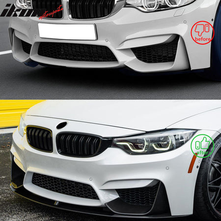 For 15-20 F80 M3 F82 M4 MP Style Front Bumper Lip Spoiler Carbon Fiber Print ABS