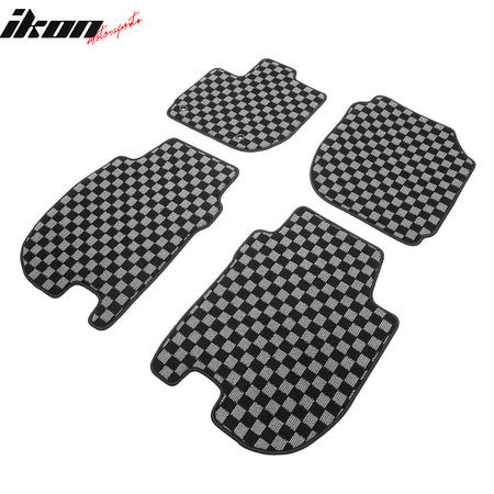 Fits 15-20 Honda Fit GK Floor Mats Non-Slip Carpets Checkered Black Gray Plaid