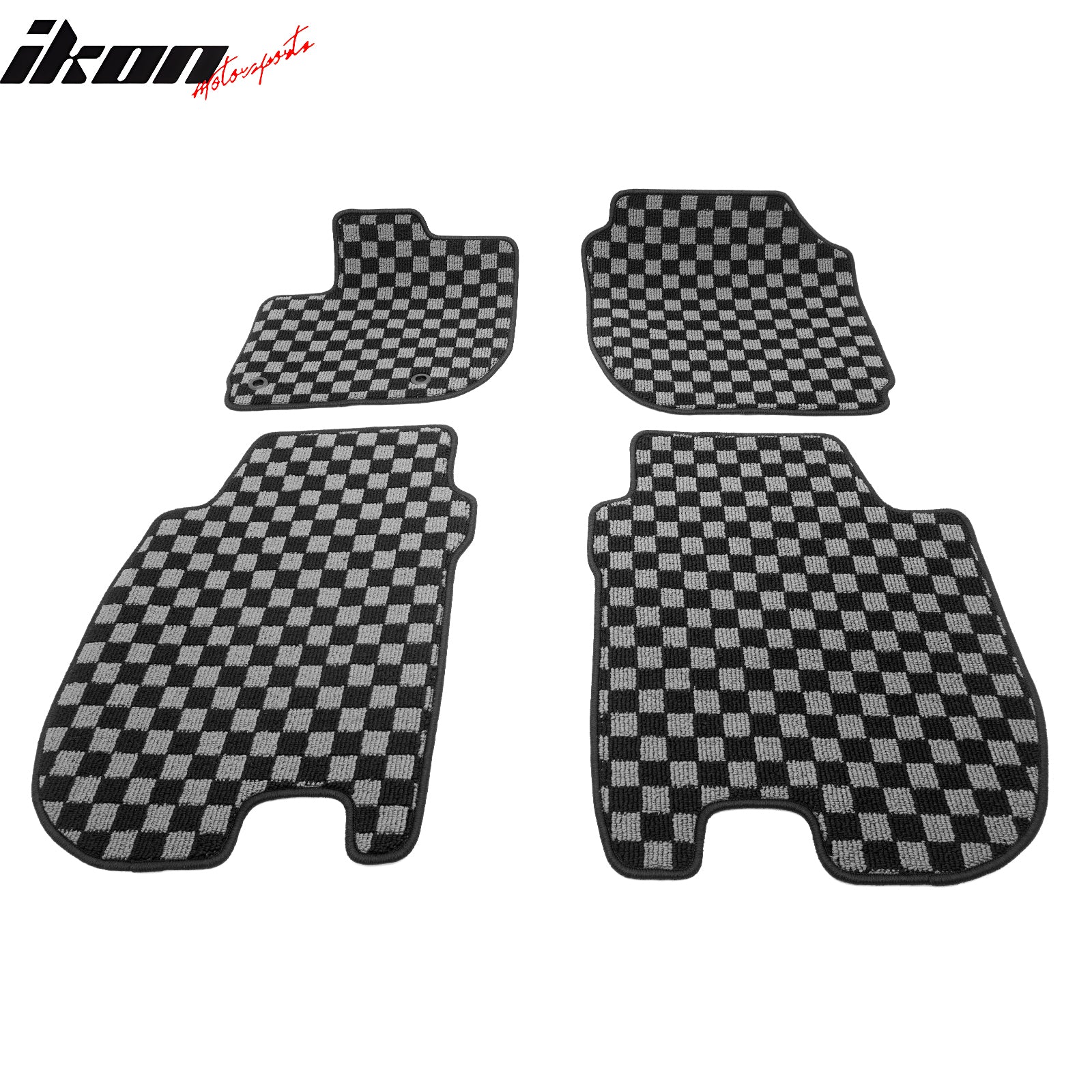 Fits 15-20 Honda Fit GK Floor Mats Non-Slip Carpets Checkered Black Gray Plaid