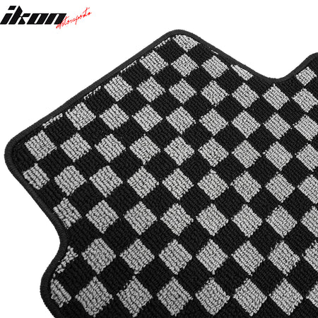 Fits 15-20 Honda Fit GK Floor Mats Non-Slip Carpets Checkered Black Gray Plaid