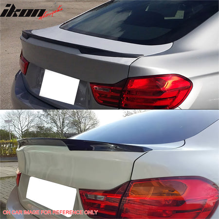 IKON MOTORSPORTS, Trunk Spoiler Compatible with 2015-2020 BMW F36 4 Series Gran Coupe, P Style Painted #335 Estoril Blue Metallic/Estorilblau Metallic ABS Plastic Rear Trunk Lid Spoiler Wing Lip