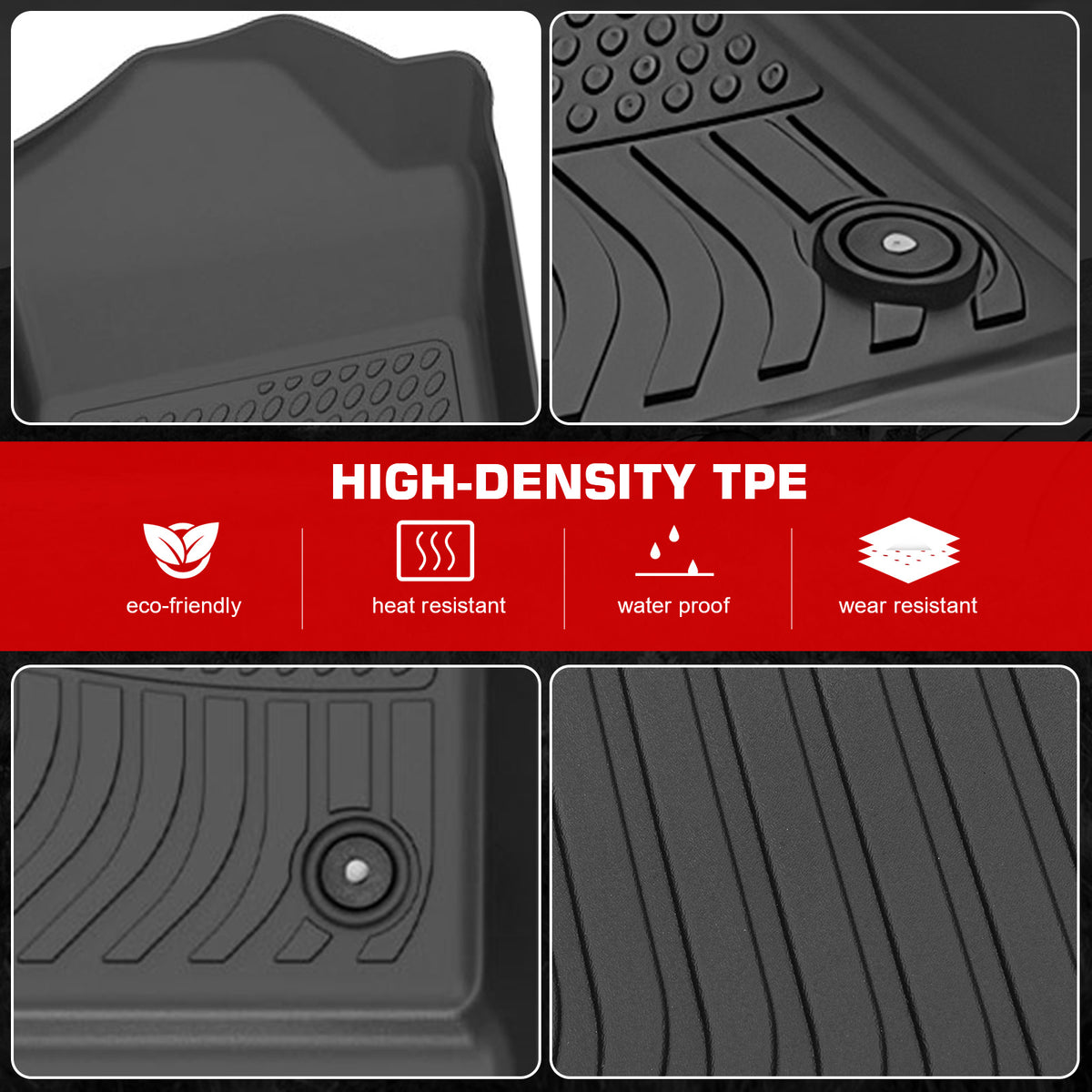 Fits 15-20 Chevy Suburban& GMC Yukon XL Heavy Duty Floor Mats Carpet Liner TPE