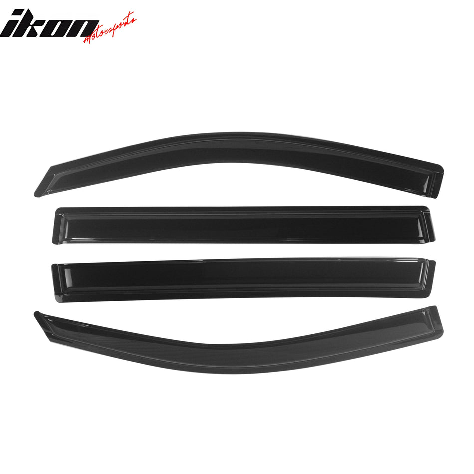 IKON MOTORSPORTS Tape On External Window Visor, Compatible with 2015-2020 Cadillac Escalade ESV Chevy Suburban 2500 1500 GMC Yukon XL, Slim Style Dark Smoke Tint Acrylic Rain Wind Vent Air Deflector