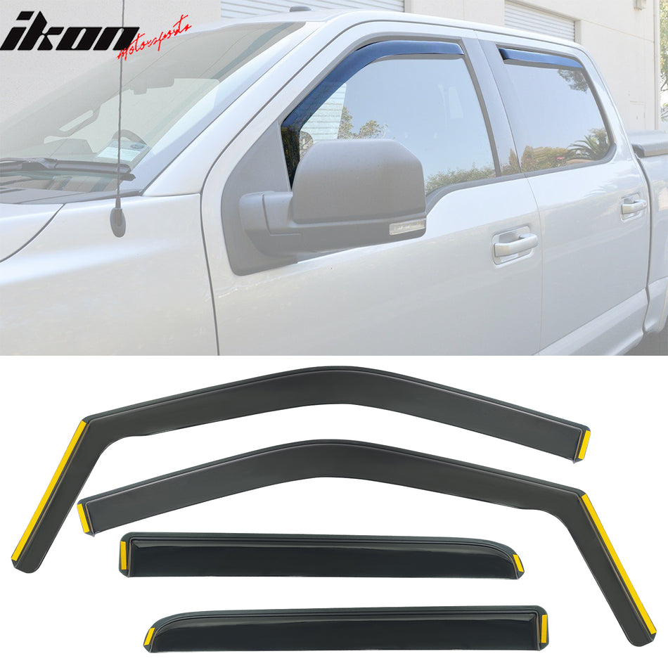 2015-2020 Ford F-150 F-250 Window Visor Black In-Channel Deflectors