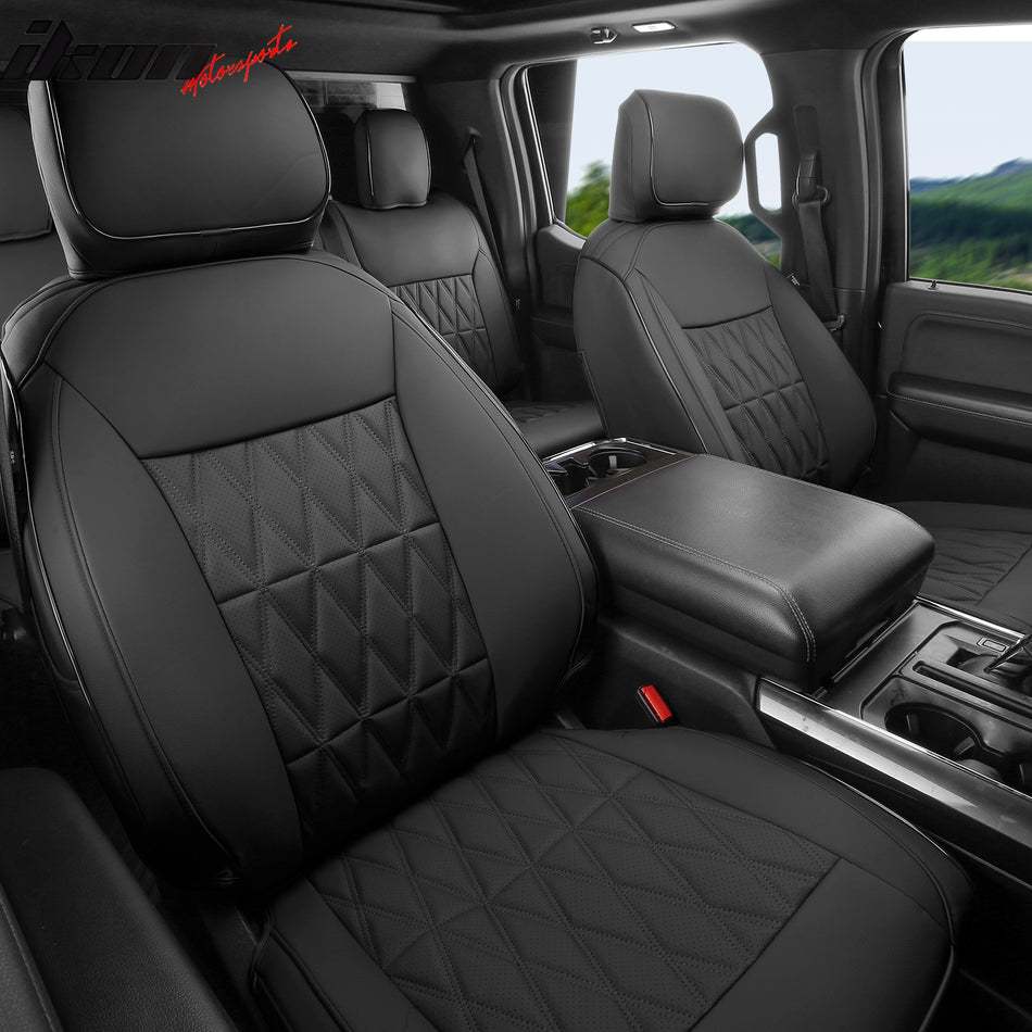 2015-2020 Ford F150 17-22 F250-F450 Crew Cab Front Seat Covers Black