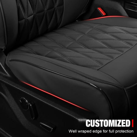 Fits 15-20 Ford F150 17-22 F250 F350 F450 Crew Cab Front Row Seat Covers Black