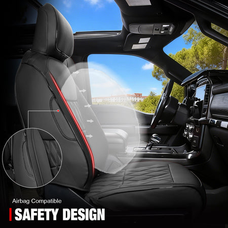 Fits 15-20 Ford F150 17-22 F250 F350 F450 Crew Cab Front Row Seat Covers Black