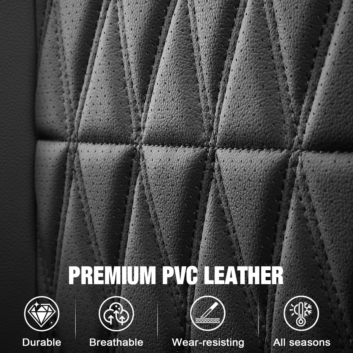 Fits 15-20 Ford F150 17-22 F250 F350 F450 Crew Cab Front Row Seat Covers Black