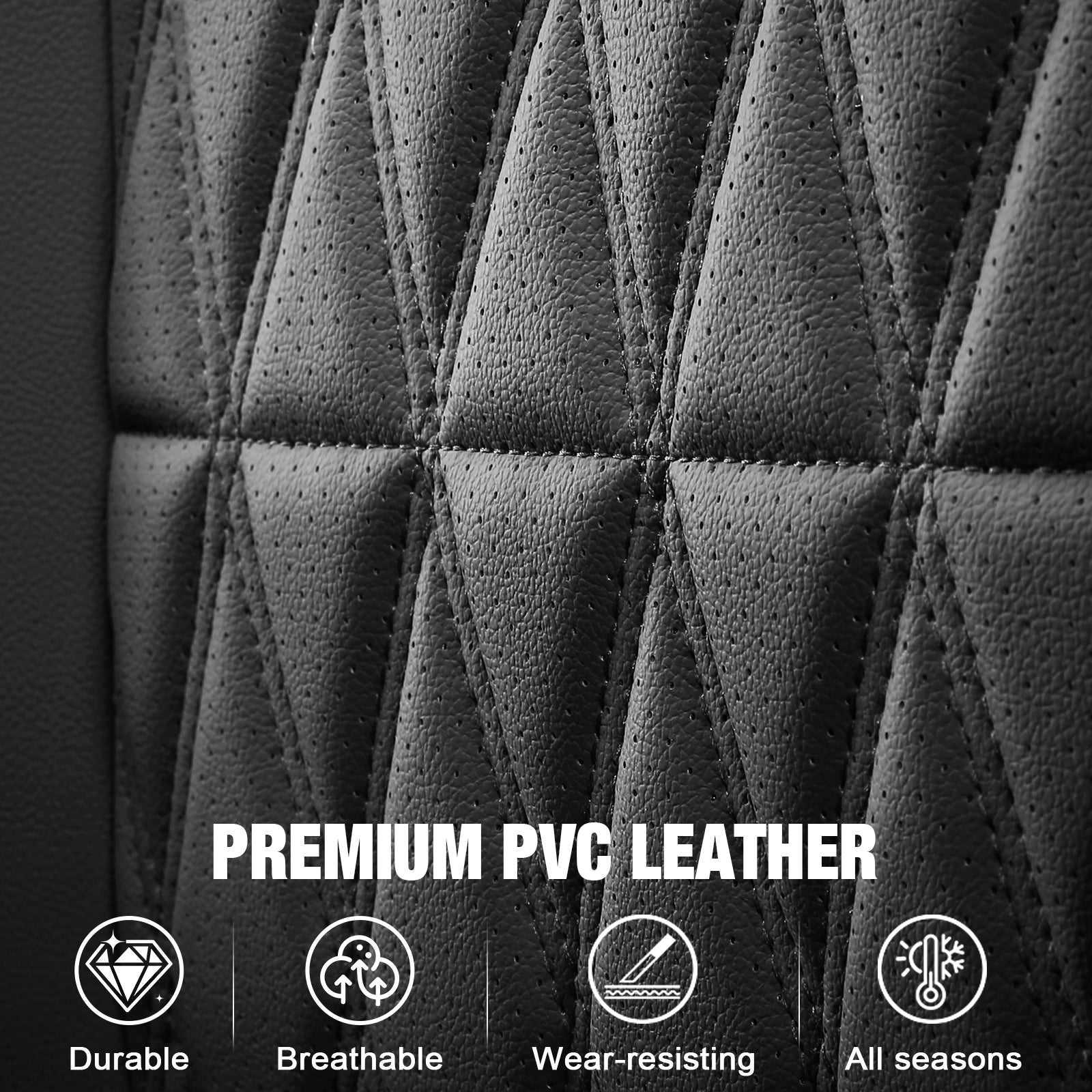 Fits 15-20 Ford F150 17-22 F250 F350 F450 Crew Cab Front Row Seat Covers Black