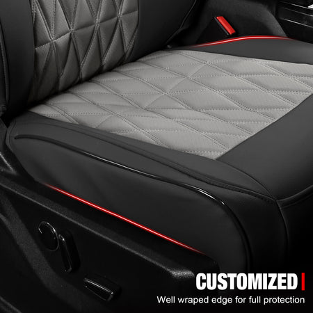 Fits 15-20 Ford F150 17-22 F250 F350 F450 Crew Cab Front Seat Covers Black& Gray