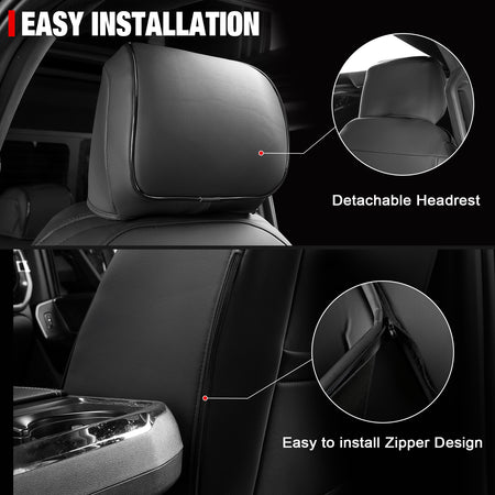 Fits 15-20 Ford F150 17-22 F250 F350 F450 Crew Cab Front Seat Covers Black& Gray